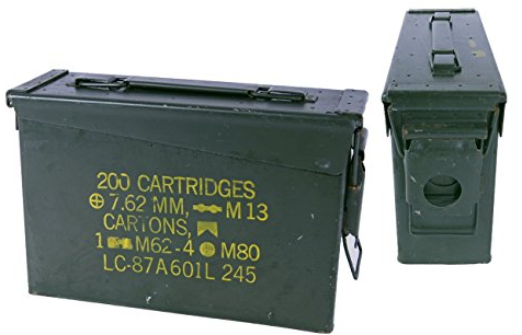 Armeeware Juego de 2 Segunda Caja de munición US, tamaño pequeño, 27,5 X10 X18 munición Caja de Herramientas Caja de Metal Geocaching