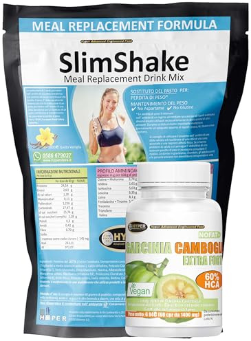 Perdere Peso Grasso Velocemente 2 Integratori Sostituto Pasto Dimagrante Pasto Sostitutivo - Frullati Shakes Proteici gr 1000 gusto Vaniglia + Garcinia Cambogia Extra Forte 60 compresse Brucia Grassi