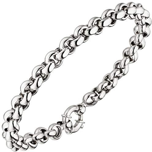 Jobo Damen Goldarmband Erbs-Armband aus 14 Karat 585 Weißgold 21 cm