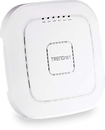 TRENDnet AC2200 Tri-Band PoE+ Indoor Wireless Access Point, 867Mbps WiFi AC + 400Mbps WiFi N Bands, Wave 2 MUMIMO, Client Bridge, WDS, AP, WDS Bridge, WDS Station, Repeater Modes, White, TEW-826DAP
