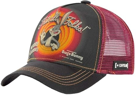 Capslab Bugs Bunny Looney Tunes Black/Red Trucker Cap - One-Size