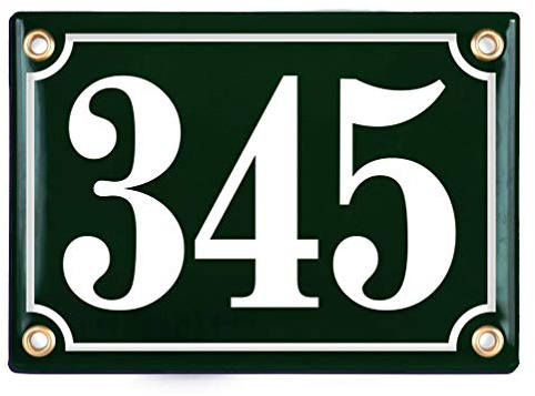 Sosenco Hausnummerschild Hausnummer - 12x17 cm - Keramik Emaille - Wetterfest - Personalisiert - Emailschild (Grün)