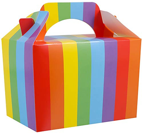angelikashalala 20Pack Rainbow Small Cake Boxes 15 * 10 * 10cm | Flat-packed with Integrated Carry Handles, Fold Easily, Birthday Party Favor Boxes, for Children’s Birthday Celebrations