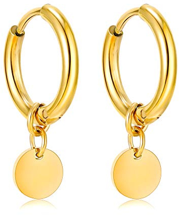 Kim Johanson Edelstahl Damen Ohrringe *Coins* in Silber, Gold & Roségold | Creolen mit runden Plättchen | Boho Schmuck | Kreise Ohrstecker inkl. Schmuckbeutel