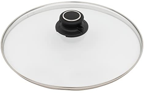 MaxxGoods Sicherheitsglasdeckel mit Edelstahlring und Deckelknopf (Ø 16cm)