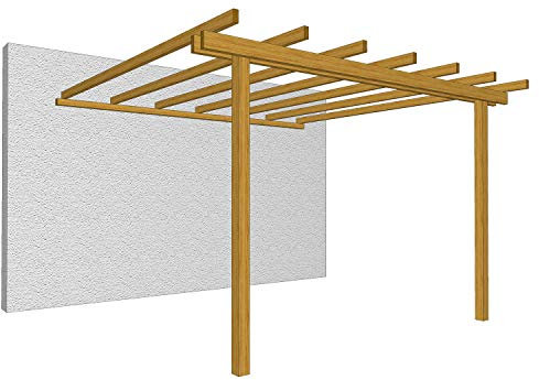 LOSA Pergola addossata in Legno Pino massello Dimensione Copertura cm 400x300