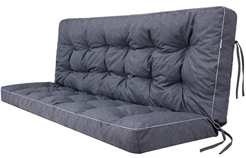 PillowPrim Kissen für Hollywoodschaukel Sitzkissen Bankkissen Bankauflage für Gartenbank Outdoor/Indoor, Breite - 140x49cm und Rückenlehne 140x56cm - Navy Blau