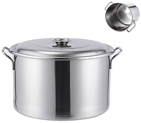 WHLMYH POT Zuppiera con coperchio, in acciaio inox professionale a induzione, con coperchio, 25 cm, argento, 35 cm x 22 cm