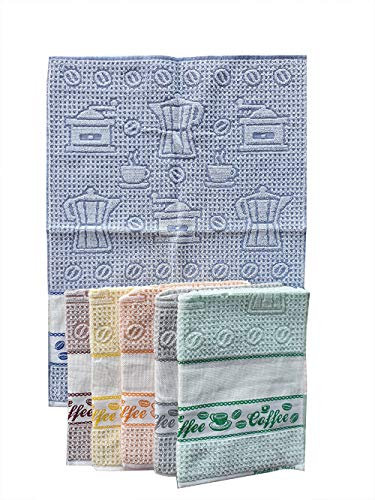 OM DOLCE CASA Strofinacci Canovacci con Tela Aida per Ricamo Misura CM 50X70 100% Cotone Pacco da 6 Pezzi vari modelli Muffin Gnomi Home Prodotto in Italia (Caffè)
