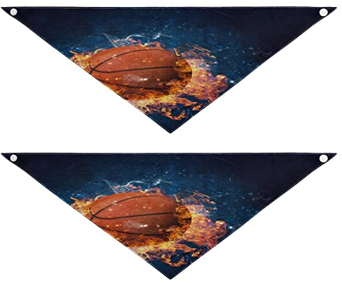 2 Stück Hundehalstücher Haustier Bandana Schal Druckknopf Dreieck Lätzchen Halstuch Set Haustier Urlaub Zubehör Dekor für kleine bis große Welpen Hunde Katzen kleine Basketball Spielkonzept