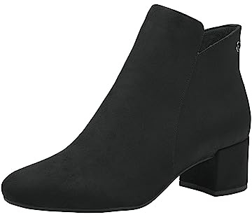 Tamaris Botines Con Tacón Cuadrado para Mujer, Textiles, Negros, Veganos, 40 EU