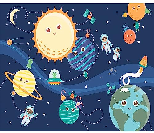 murando Fototapete Premium-Vlies Kinderzimmer 350x256cm Foto Tapete Schlafzimmer Wohnzimmer Vliestapete XXL Wandtapete Motivtapeten Bildtapete 3d Effekt Wand Dekoration Kosmos Planeten Sonne Himmel