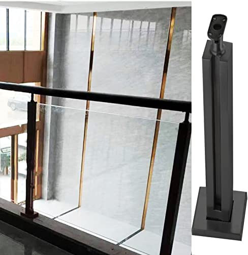 LUDIST Glas-Geländerpfosten Schwarz – für Plattform-Loft-Flur-Treppen, quadratische Edelstahl-Glas-Klemmstange, Spigot-Balustraden-Pfosten für Deck-Patio-Balkon (Color : End Post, Size : Hight 120c