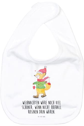 Mr. & Mrs. Panda Organic Babylätzchen Fuchs Schlittschuhe - Geschenk, Weihnachtstage, Babylätzchen Design, Babylätzchen Bio Baumwolle, Babylätzchen