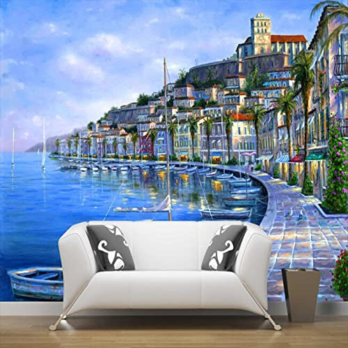 Vlies Fototapete Venedig City View 3D Effekt Vlies Tapeten Wandtapete XXL Moderne Wanddeko Wohnzimmer Schlafzimmer Büro Flur 350 cm B x256 cm H