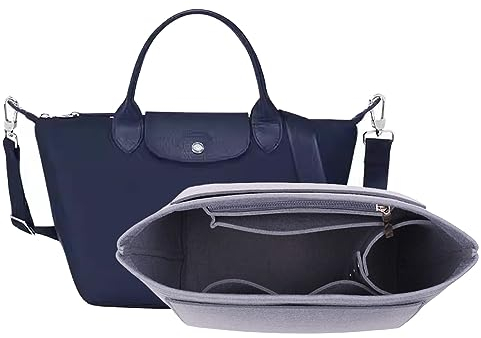 D.DUO Taschen-Organizer, Geldbörsen-Einsatz-Organizer für Longchamp Le Pliage Neo Umhängetasche (Grau, M,)