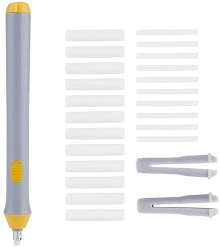 Radiergummi, batteriebetriebener Radiergummi, Elektrisches Radiergummi-Set mit 22 Radiergummi-Nachfüllungen, Automatisches Radiergummi-Set für Kunststifte, Zeichnen, Malen (Grau)