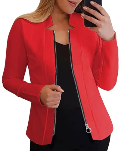 JIANROU Damen Blazer Cardigan Freizeit Business Jacke,Wollblazer Damen Beige Jersey Jacken Damen Grüne Strickjacke Rosa Strickjacke Lang Cord Blazer Damen Longblazer Orange