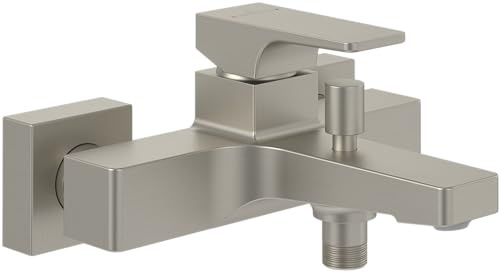 Villeroy & Boch Architectura Square Badewannenarmatur Aufputz, Wasserhahn Badewanne mit Rückflussschutz und Umstellfunktion, Mischbatterie Badewanne wassersparend, eckig, Brushed Nickel Matt