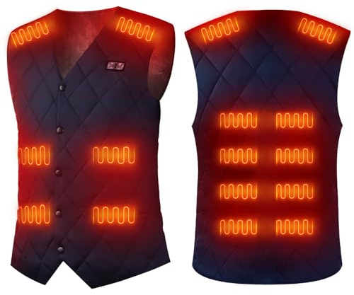 Bseical Gilet Riscaldato Uomo Donna,USB Giubbotto Riscaldato Elettrico,Caccia Gilet,Regolabile Lavabile Giacca Riscaldabile,3 Temperatura Regolabile,Per Caccia, Campeggio,Caccia Moto E Sci (L, Blu)