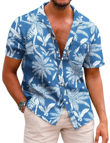 COOFANDY Mens Hawaiian Shirt Flower Shirts Short Sleeve Shirt Wrinkle Free Casual Beach Summer Shirt Regular Fit Vacation Shirts