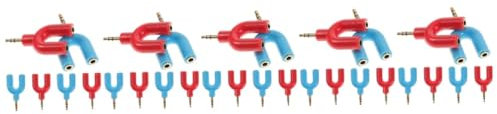 Gadpiparty 30stücke Teiliges U-Shape Kopfhörer y Splitter Adapter Audio-Splitter Für Handy Laptop Tablet Hochwertige Übertragung Tragbar Rot Blau
