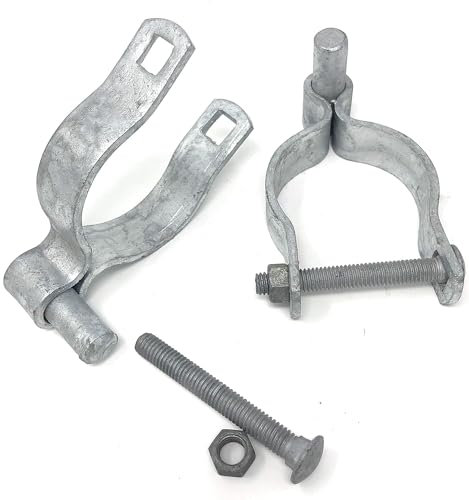 Ozark Fence - Chain Link Gate Post Hinge - Heavy Duty Pressed Steel - Includes Carriage Bolts & Nuts (Galvanized Steel, 2-7/8)
