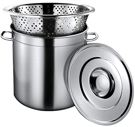 Filterbarer Suppentopf aus Edelstahl, Edelstahl-Suppeneimer mit Abflussbeckenfilter, runder Eimer, Hot Pot, Restaurant-Induktionsherd, großer Suppentopf, kommerzielles Set, kleines Loch, 60 l (g