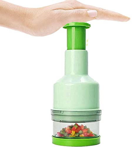 Kartoffel-Zwiebel-Knoblauch-Zerkleinerer mit Behälter – Gemüsehobel, Reibe, Käsezerkleinerer Mini, tragbarer Saiten-Gemüsezerkleinerer, Gemüsezerkleinerer, Würfelschneider, Würfelmaschine,
