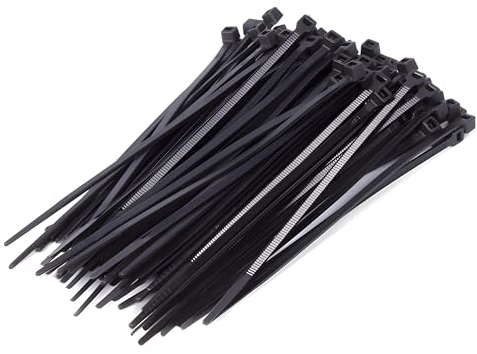 PARENCE. - Set of 100 Plastic Cable Ties - 100 Pieces, Serflex, Flanges, Rislan - 100x2.5mm, Black