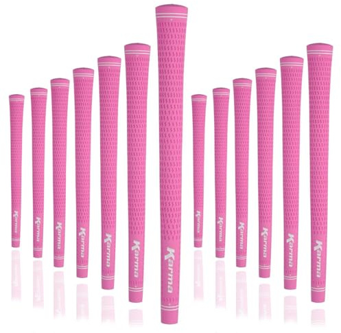 Karma Golfschlägergriffe, Velours, Rosa, 13-teiliges Golfgriff-Set mit untergroßen Ersatz-Golfgriffen für Frauen