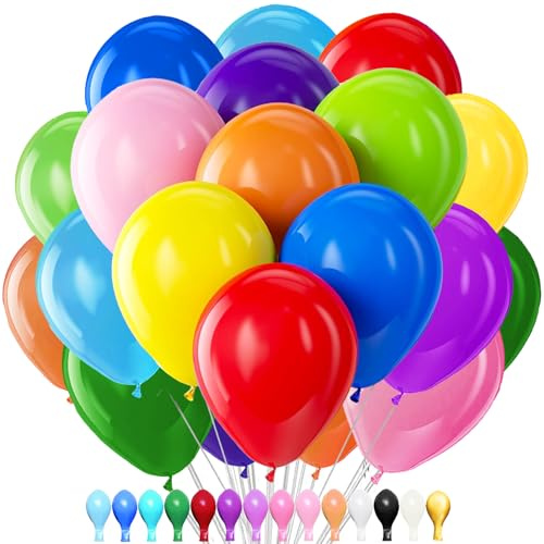 LUKIUP 100 Stück Bunte Luftballons, Luftballons Bunt,12 Zoll Regenbogen Luftballons, Bunt Partydekoration Geeignet für Karneval Geburtstage Hochzeit Valentinstag Thema Party