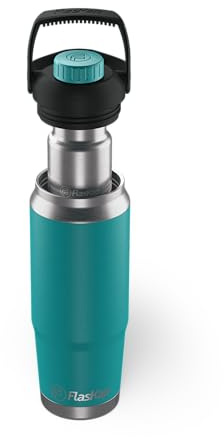 Flaskap FreePour System: 6oz Tumbler Attachment and 26oz Cup Holder Friendly Bottle, Removable Well Mixed Drink Tumbler Attachment and Water Bottle
