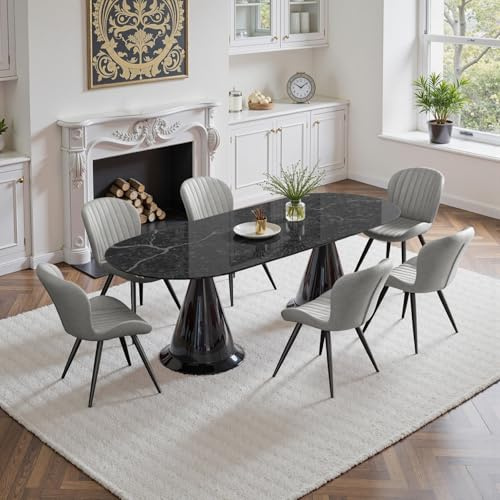 Hawthyhome Esszimmerstühle 6er Set Ergonomischer Stuhl Grau | Stühle Esszimmer,Polsterstuhl mit Wasserdichtes Material & Metallbeine,Küchenstuhl für Esszimmer,Wohnzimmer,Balkon,Büro