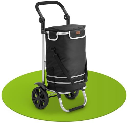 Juskys Einkaufstrolley 3in1 mit 2 Rollen für Shopping - 56 L Tasche abnehmbar - Trolley klappbar & modern - Sackkarre Einkaufsroller Schwarz