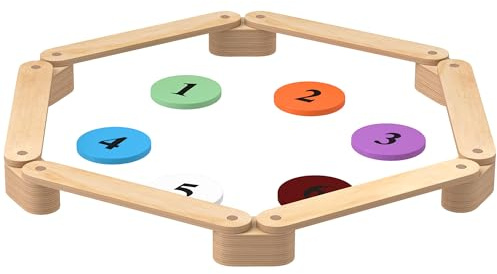 AIYAPLAY Trave di equilibrio per bambini, modulare, in pino massiccio, corso di abilità motorie, 6 pezzi per uso interno ed esterno, giocattolo montessoriano per l'allenamento all'equilibrio, portata