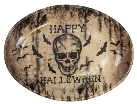 W WIDMANN MILANO Party Fashion - Totenkopf Schale Happy Halloween, 40 x 30,5 cm, Partygeschirr