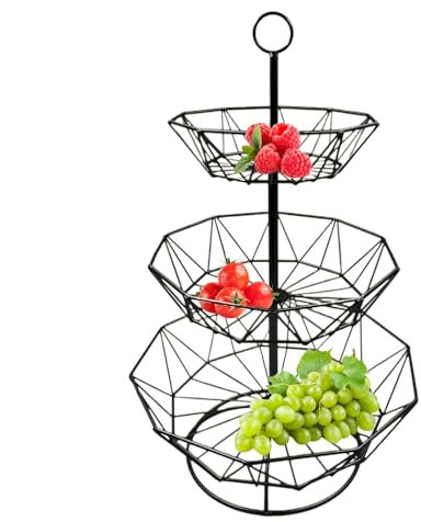 Fruit Vegetable Storage Basket, 3-tier Fruit Display Rack, Metal Fruit Storage Basket, Detachable Fruit Drain Basket, Kitchen Storage Basket, Multifunctional Home Storage Basket, Countertop Fruit Rack