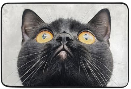 OWFKAY Doormat Welcome Door Mat-Black Cat,Living Room Kitchen Floor Mat Home Indoor Outdoor Decoration 60cmX40cm