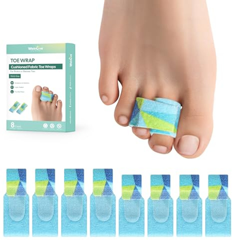 Welnove Hammer Toe Straightener - 8 Pack Broken Toe Wraps - Hammer Toe Corrector for Women - Toe Splints for Crooked Toes, Curled Toes, Bent Toes - (Multi-Size, Patterned)