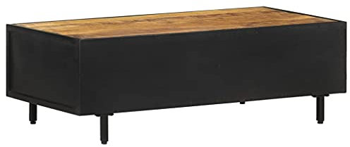 HEFZGDB Couchtisch 105x50x35 cm Raues Mangoholz Coffe Table Fernsehtisch Satztische Fürs Wohnzimmer Beistelltisch Klein für Café Innenhof Garten Balkon
