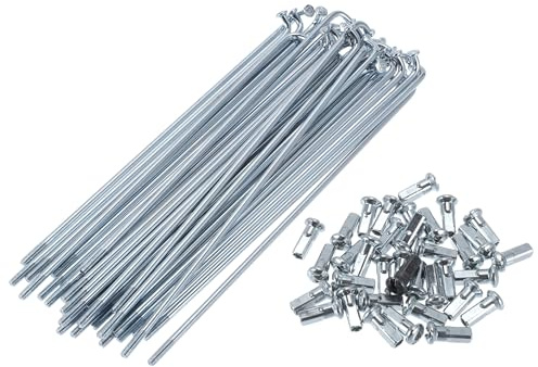VekAuto 1 Set Raggi per Bicicletta 12G Raggi Ruota Bici Universali in Acciaio al Carbonio Zincato Tono Argento con Nipplo