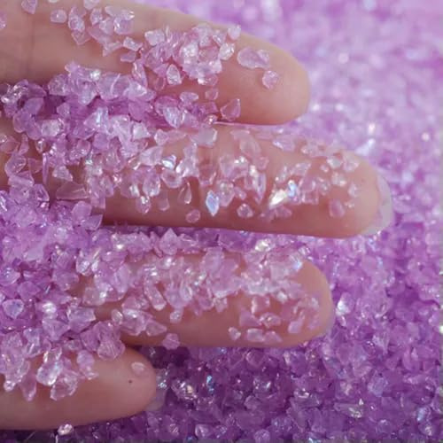 45 Grammi di Scaglie di Cristallo Irregolari frantumate per Nail Art + Scatola di stoccaggio epossidica-Viola Chiaro