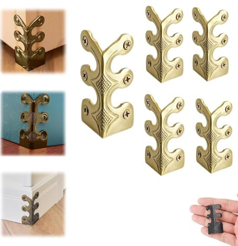 Sockelleisten-Abzieher, Sockelleistenschutz, dekorative Eckabdeckungen aus Metall im Vintage-Stil, Eckschutz for Sockelleisten aus massivem Messing,Eckschutz aus Messing, zur Dekoration von Türkanten.