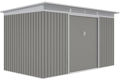 Gartenhaus G21 GRAH 700, 340 x 206 cm, grau metallic, einfache Montage, 7 qm, verzinkte Oberfläche, Lüftungsgitter