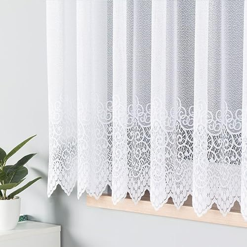 Gardinen Vorhangen Weiß Jacquard 250x250 cm (BxH) Modell Pangau Kurze Lange Gardine Kräuselband Fensterdekoration Dekostoff Blickdicht Ohne Bügeln Fertig Zum Aufhängen