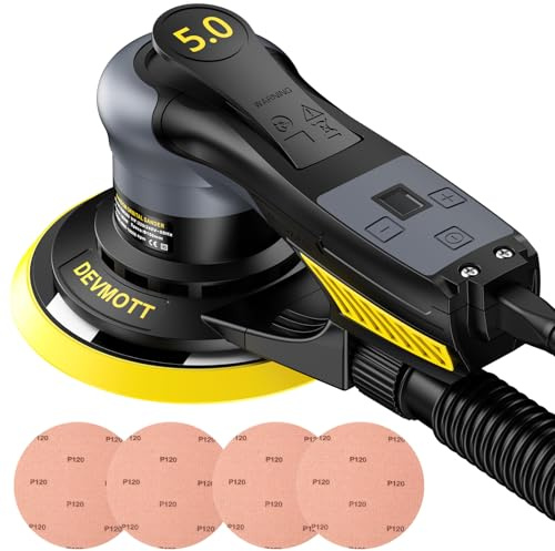 360W Bürstenloser Exzenterschleifer, 5.0 mmSchleifhub, Elektro-Exzenterschleifer mit 150 mm/6 Zoll Stützteller, 4000-10000 U/min, Vibrationsarm, Exenterschleifmaschine für Holzoberflächen