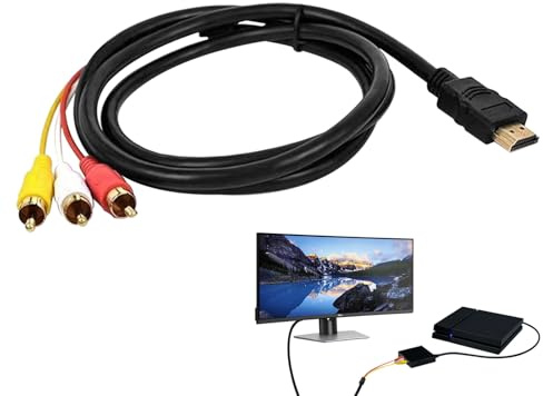 Quvxzy HDMI Mâle vers 3 RCA, adaptateur hdmi rca, 1080p Adaptateur Audio Vidéo Unidirectionnel, vers pour Connexion Lecteur à Téléviseur