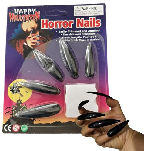 Unghie Finte Gotiche A Pressione 10 Pezzi Per Costumi Di Halloween | Unghie Finte Lunghe Da Vampiro Ideale Per Donne E Ragazze Vacanza Casa Infestata Maschera Spettacolo Scenico