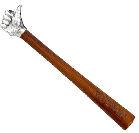 WOZWOZ Fist Hammer Decorative Hammer Stainless Steel Solid Head Wooden Handle Collectible Art for Home/Office Decor Functional Tool for Camping Emergency Use (Small Size Thumb)